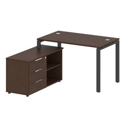 Metal System Style БП.РС-СТС-2.2 Л (Венге цаво/антрацит) Рабочая станция на П-образном м/к с опорной тумбой левая