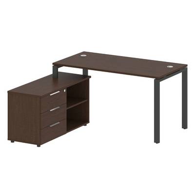 Metal System Style БП.РС-СТС-2.3 Л (Венге цаво/черный) Рабочая станция на П-образном м/к с опорной тумбой левая