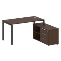 Metal System Style БП.РС-СТС-2.3 Пр (Венге цаво/черный) Рабочая станция на П-образном м/к с опорной тумбой правая