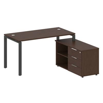 Metal System Style БП.РС-СТС-2.3 Пр (Венге цаво/антрацит) Рабочая станция на П-образном м/к с опорной тумбой правая