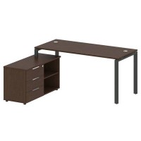 Metal System Style БП.РС-СТС-2.4 Л (Венге цаво/черный) Рабочая станция на П-образном м/к с опорной тумбой левая
