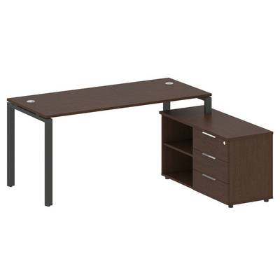 Metal System Style БП.РС-СТС-2.4 Пр (Венге цаво/антрацит) Рабочая станция на П-образном м/к с опорной тумбой правая
