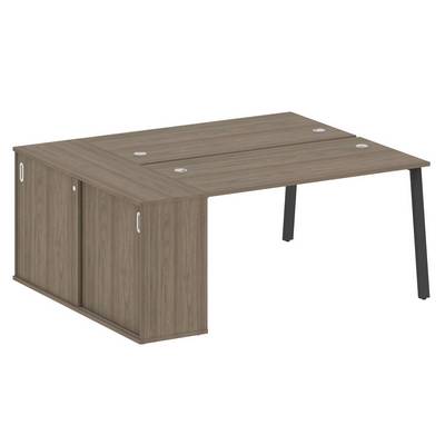 Metal System Style БА.РС-СШК-1.3 (Вяз благородный/черный) Рабочая станция на А-образном м/к с опорным шкафом-купе