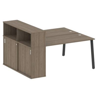 Metal System Style БА.РС-СШК-2.3 (Вяз благородный/антрацит) Рабочая станция на А-образном м/к с опорным шкафом-купе