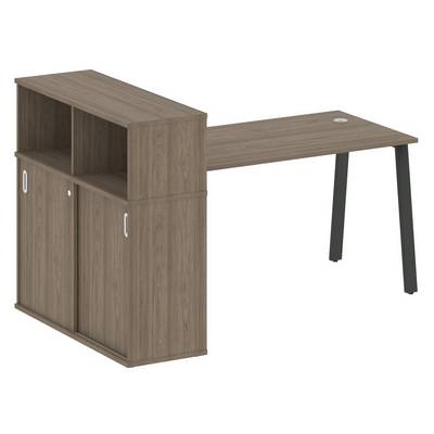 Metal System Style БА.РС-СШК-3.3 (Вяз благородный/антрацит) Стол письменный на А-образном м/к с опорным шкафом-купе