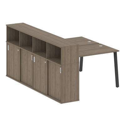 Metal System Style БА.РС-СШК-4.2 (Вяз благородный/антрацит) Рабочая станция на А-образном м/к с опорным шкафом-купе