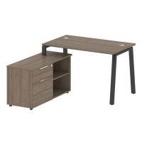Metal System Style БА.РС-СТС-2.2 Л (Вяз благородный/антрацит) Рабочая станция на А-образном м/к с опорной тумбой левая