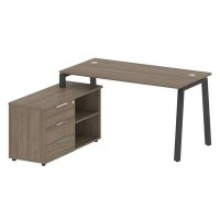 Metal System Style БА.РС-СТС-2.3 Л (Вяз благородный/антрацит) Рабочая станция на А-образном м/к с опорной тумбой левая