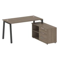 Metal System Style БА.РС-СТС-2.3 Пр (Вяз благородный/антрацит) Рабочая станция на А-образном м/к с опорной тумбой правая
