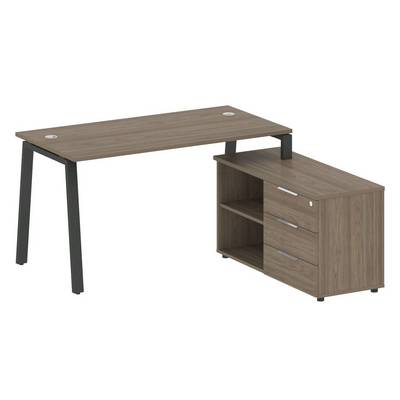 Metal System Style БА.РС-СТС-2.3 Пр (Вяз благородный/антрацит) Рабочая станция на А-образном м/к с опорной тумбой правая