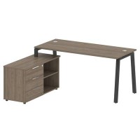 Metal System Style БА.РС-СТС-2.4 Л (Вяз благородный/антрацит) Рабочая станция на А-образном м/к с опорной тумбой левая
