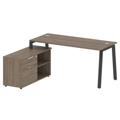 Metal System Style БА.РС-СТС-2.4 Л (Вяз благородный/антрацит) Рабочая станция на А-образном м/к с опорной тумбой левая