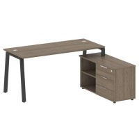 Metal System Style БА.РС-СТС-2.4 Пр (Вяз благородный/антрацит) Рабочая станция на А-образном м/к с опорной тумбой правая