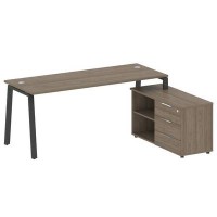 Metal System Style БА.РС-СТС-2.5 Пр (Вяз благородный/антрацит) Рабочая станция на А-образном м/к с опорной тумбой правая