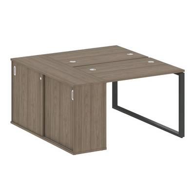 Metal System Style БО.РС-СШК-1.1 (Вяз благородный/черный) Рабочая станция на О-образном м/к с опорным шкафом-купе