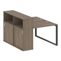 Metal System Style БО.РС-СШК-2.1 (Вяз благородный/антрацит) Рабочая станция на О-образном м/к с опорным шкафом-купе
