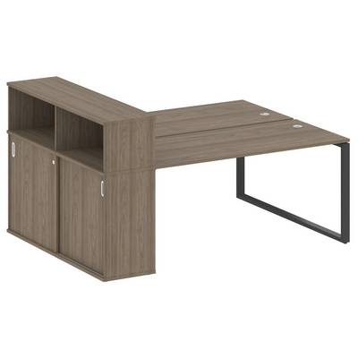 Metal System Style БО.РС-СШК-2.4 (Вяз благородный/антрацит) Рабочая станция на О-образном м/к с опорным шкафом-купе