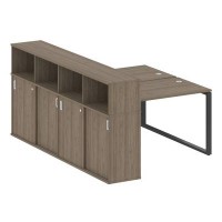 Metal System Style БО.РС-СШК-4.2 (Вяз благородный/антрацит) Рабочая станция на О-образном м/к с опорным шкафом-купе
