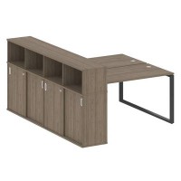 Metal System Style БО.РС-СШК-4.3 (Вяз благородный/антрацит) Рабочая станция на О-образном м/к с опорным шкафом-купе