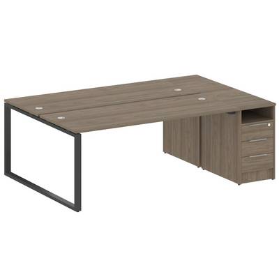 Metal System Style БО.РС-СТП-2.5 (Вяз благородный/антрацит) Рабочая станция на О-образном м/к с опорной тумбой