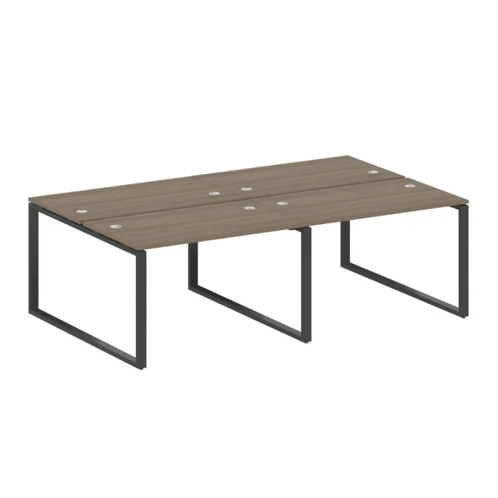 БО.СМ-4.2 Рабочая станция на четыре рабочих места на О-образном м/к, цвет вяз благородный, черный