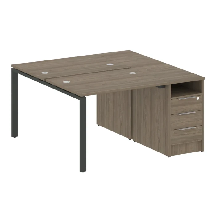 БП.РС-СТП-2.1 Рабочая станция с опорной тумбой на П-образном м/к, вяз благородный ЛДСП, черный