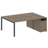Metal System Style БП.РС-СТП-2.4 (Вяз благородный/черный) Рабочая станция на П-образном м/к с опорной тумбой