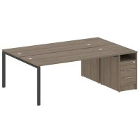 Metal System Style БП.РС-СТП-2.5 (Вяз благородный/черный) Рабочая станция на П-образном м/к с опорной тумбой
