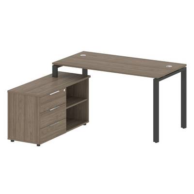 Metal System Style БП.РС-СТС-2.3 Л (Вяз благородный/черный) Рабочая станция на П-образном м/к с опорной тумбой левая