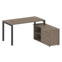 Metal System Style БП.РС-СТС-2.3 Пр (Вяз благородный/черный) Рабочая станция на П-образном м/к с опорной тумбой правая