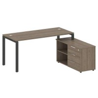 Metal System Style БП.РС-СТС-2.4 Пр (Вяз благородный/черный) Рабочая станция на П-образном м/к с опорной тумбой правая