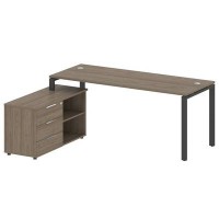 Metal System Style БП.РС-СТС-2.5 Л (Вяз благородный/черный) Рабочая станция на П-образном м/к с опорной тумбой левая