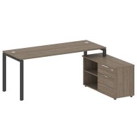 Metal System Style БП.РС-СТС-2.5 Пр (Вяз благородный/черный) Рабочая станция на П-образном м/к с опорной тумбой правая