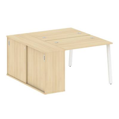 Metal System Style БА.РС-СШК-1.1 (Акация лорка/белый) Рабочая станция на А-образном м/к с опорным шкафом-купе