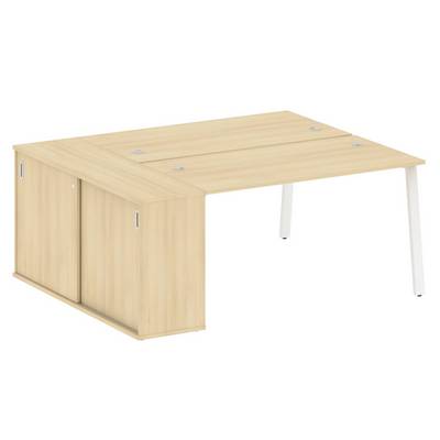 Metal System Style БА.РС-СШК-1.3 (Акация лорка/белый) Рабочая станция на А-образном м/к с опорным шкафом-купе