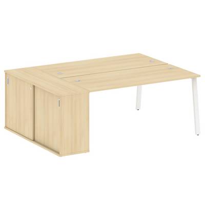 Metal System Style БА.РС-СШК-1.4 (Акация лорка/белый) Рабочая станция на А-образном м/к с опорным шкафом-купе