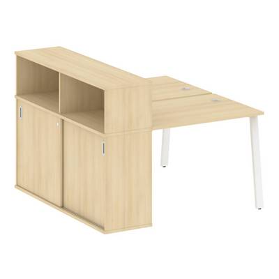 Metal System Style БА.РС-СШК-2.1 (Акация лорка/белый) Рабочая станция на А-образном м/к с опорным шкафом-купе
