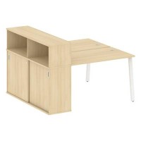 Metal System Style БА.РС-СШК-2.2 (Акация лорка/белый) Рабочая станция на А-образном м/к с опорным шкафом-купе