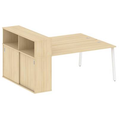 Metal System Style БА.РС-СШК-2.4 (Акация лорка/белый) Рабочая станция на А-образном м/к с опорным шкафом-купе