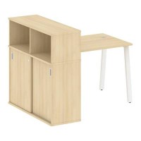 Metal System Style БА.РС-СШК-3.1 (Акация лорка/белый) Стол письменный на А-образном м/к с опорным шкафом-купе
