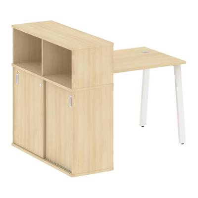 Metal System Style БА.РС-СШК-3.1 (Акация лорка/белый) Стол письменный на А-образном м/к с опорным шкафом-купе