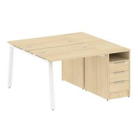 Metal System Style БА.РС-СТП-2.1 (Акация лорка/белый) Рабочая станция на А-образном м/к с опорной тумбой