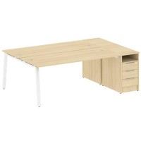 Metal System Style БА.РС-СТП-2.5 (Акация лорка/белый) Рабочая станция на А-образном м/к с опорной тумбой