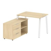 Metal System Style БА.РС-СТС-2.1 Л (Акация лорка/белый) Рабочая станция на А-образном м/к с опорной тумбой левая