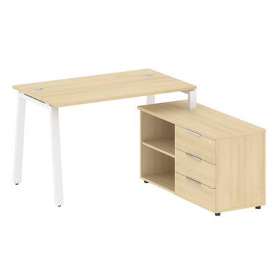 Metal System Style БА.РС-СТС-2.2 Пр (Акация лорка/белый) Рабочая станция на А-образном м/к с опорной тумбой правая