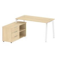 Metal System Style БА.РС-СТС-2.3 Л (Акация лорка/белый) Рабочая станция на А-образном м/к с опорной тумбой левая