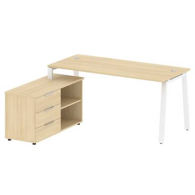 Metal System Style БА.РС-СТС-2.4 Л (Акация лорка/белый) Рабочая станция на А-образном м/к с опорной тумбой левая