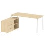 Metal System Style БА.РС-СТС-2.4 Л (Акация лорка/белый) Рабочая станция на А-образном м/к с опорной тумбой левая