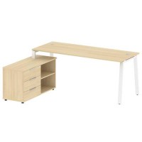Metal System Style БА.РС-СТС-2.5 Л (Акация лорка/белый) Рабочая станция на А-образном м/к с опорной тумбой левая
