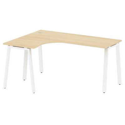 Metal System Style БА.СА-4 Л (Акация лорка/белый) Стол криволинейный левый на А-образном м/к